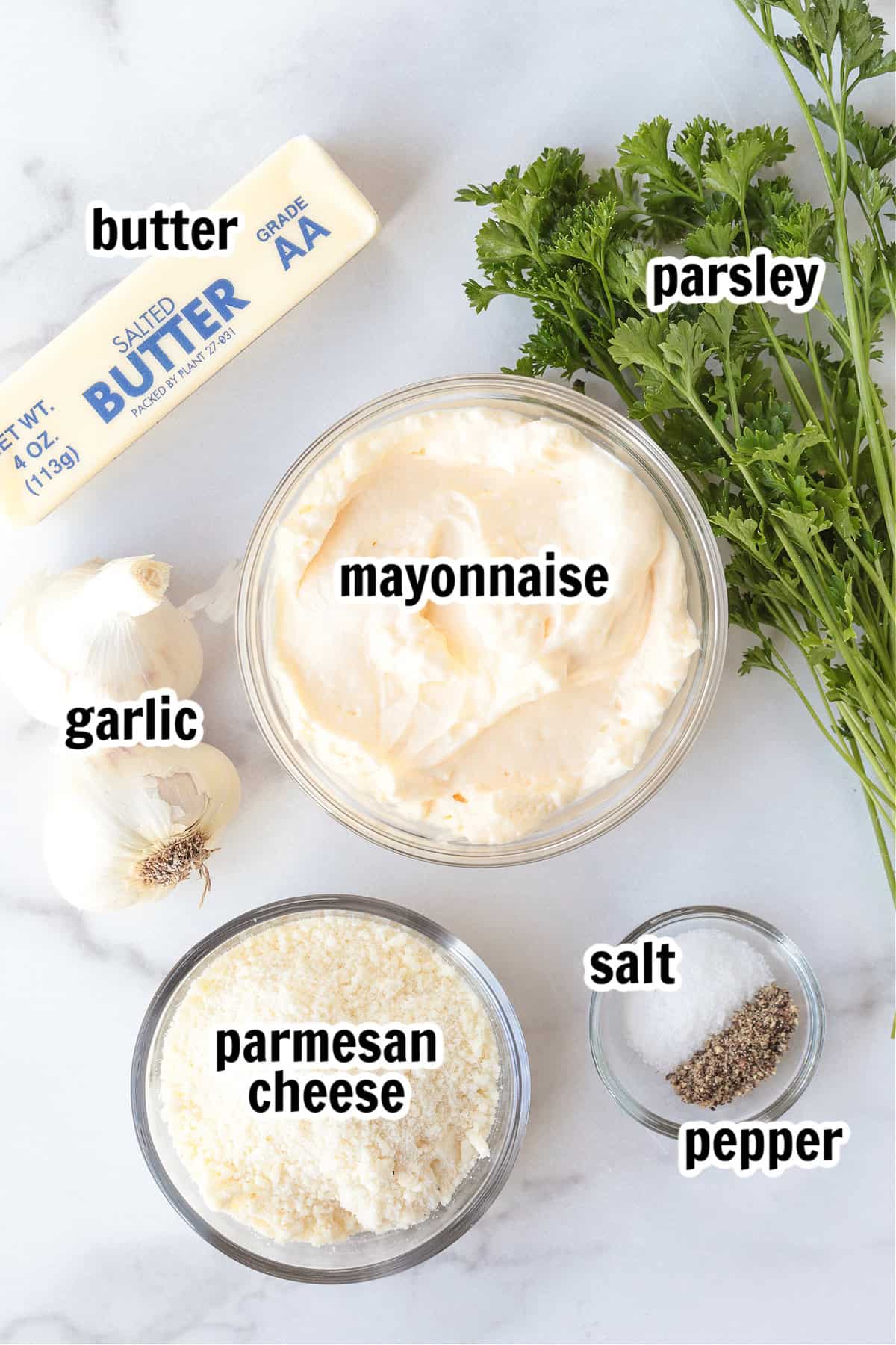 ingredients for making garlic parmesan sauce