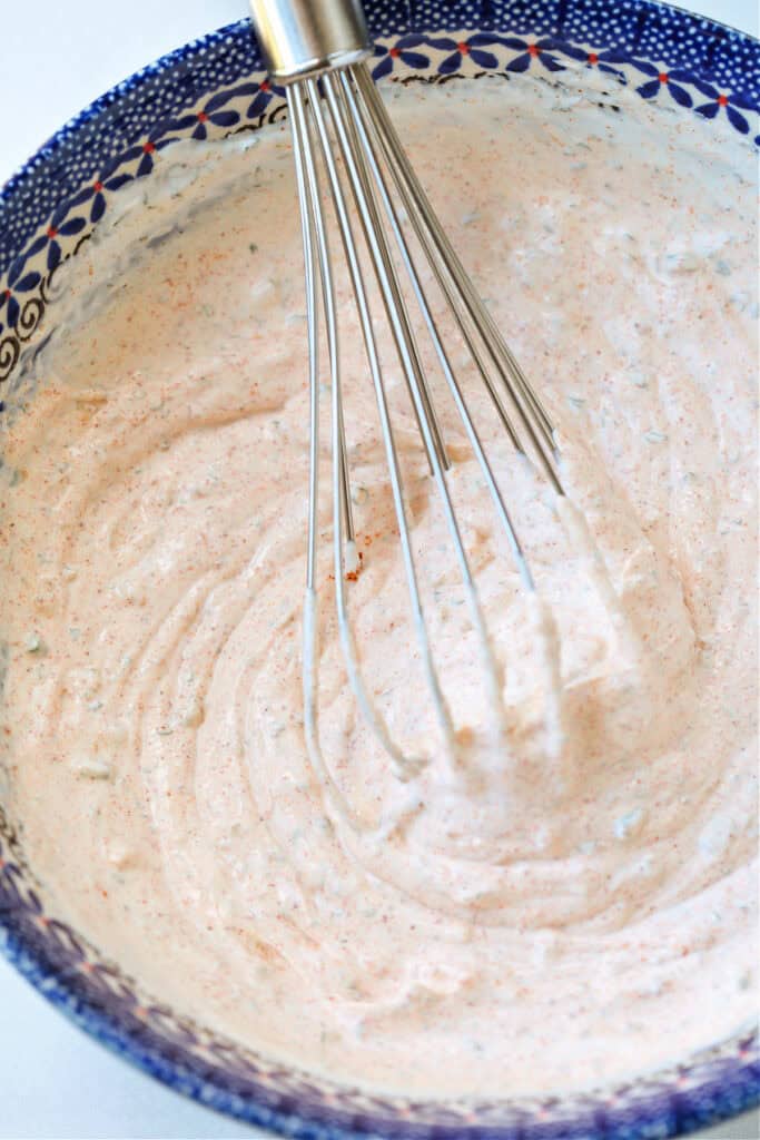 dip in bowl with whisk