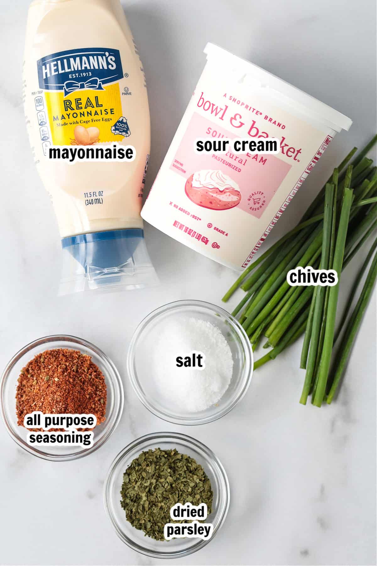 ingredients for making sour cream dip